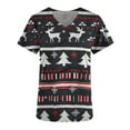 thumbnail image 1 of Holiday Savings! Titcea Christmas Scrub Tops Women Christmas Printed Short Sleeved V Neck Scrub Tops with Pockets Lightweight Stretchy Working Uniform, 1 of 1