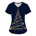 thumbnail image 1 of Holiday Savings! Titcea Christmas Scrub Tops Women Christmas Tree Printed Short Sleeved V Neck Nursing Uniforms with Pockets Lightweight Comfort Scrub Shirts, 1 of 3