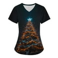 thumbnail image 1 of Titcea Christmas Scrub Tops Women Xmas Printed Short Sleeved V Neck Scrub Tops with Pockets Lightweight Stretchy Working Uniform, 1 of 2