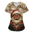 thumbnail image 1 of Titcea Christmas Scrub Tops Women Xmas Printed Short Sleeved V Neck Scrub Tops with Pockets Lightweight Stretchy Working Uniform, 1 of 2