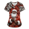 thumbnail image 1 of Titcea Christmas Scrub Tops Women Xmas Printed Short Sleeved V Neck Scrub Tops with Pockets Lightweight Stretchy Working Uniform, 1 of 1