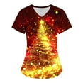 thumbnail image 1 of Titcea Christmas Scrub Tops Women Xmas Tree Print Short Sleeve V Neck Working Uniforms with Pockets Lightweight Comfort Scrub Tops, 1 of 1