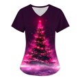 thumbnail image 1 of Titcea Christmas Scrub Tops Women Xmas Tree Print Short Sleeve V Neck Working Uniforms with Pockets Lightweight Comfort Scrub Tops, 1 of 2