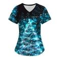 thumbnail image 1 of Titcea Christmas Scrub Tops Women Xmas Tree Print Short Sleeve V Neck Working Uniforms with Pockets Lightweight Comfort Scrub Tops, 1 of 2