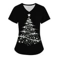 thumbnail image 1 of Titcea Christmas Scrub Tops Women Xmas Tree Print Short Sleeve V Neck Working Uniforms with Pockets Lightweight Comfort Scrub Tops, 1 of 1