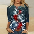 thumbnail image 1 of Titcea Christmas Shirts for Women 3/4 Sleeve Crew Neck Fashion Xmas Print Shirt Christmas Party Pullover Tops, 1 of 5