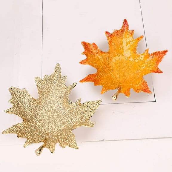 kladzum Thanksgiving Maple Leaf Tray Ornaments Leaf Metal Tray Jewelry Tray Fruit Tray Storage Tray Home Decor Dining Table