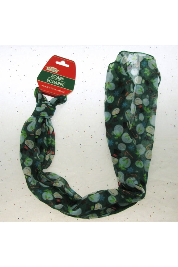 Holiday Scarf Red White and Green Seasonal Snow Flake Light Weight