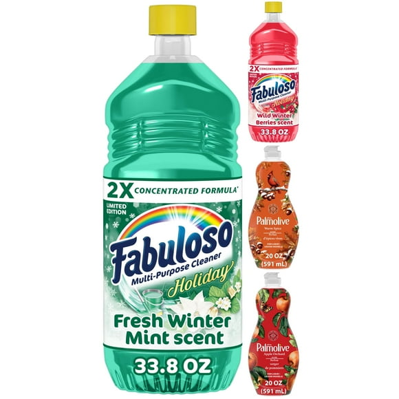 Holiday Scents Bundle: Palmolive Warm Spice and Apple Orchard Scents, Fabuloso Fresh Winter Mint and Wild Winter Berries Scents