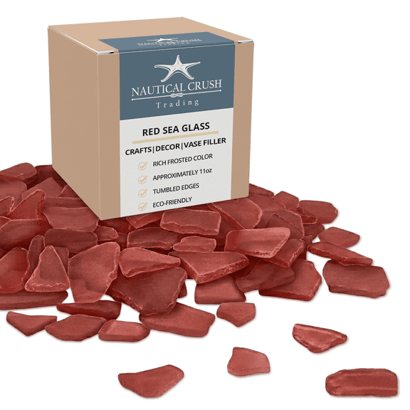 Holiday Sea Glass Red 11oz Christmas Red Tumbled Sea Glass Decor Bulk Seaglass Pieces