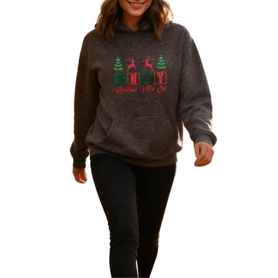 Holiday Season Christmas Hoodie for Men Women, Holiday Pullover Hooded Sweatshirt, Cozy Cotton Poly Blend, Funny Winter Xmas Gift Outfit
