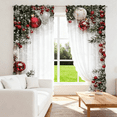 thumbnail image 1 of Holiday Season Classic Art 2d Flat Printed Curtains, 2 Pieces Festive 2D Print with Snowflakes & Pine Branches, Christmas Ball Holiday Printed Curtain for Easy Hanging, 1 of 9