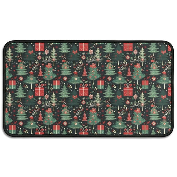 Holiday Season Doormat 17x30 Inch, Merry Christmas Welcome Mat - Non-Slip Rubber Backing for Front Door, Washable Entryway Rug for Porch