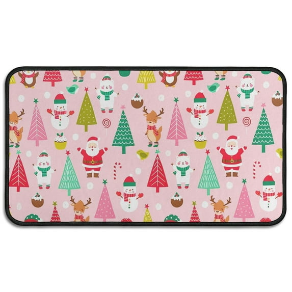 Holiday Season Doormat 17x30 Inch, Merry Christmas Welcome Mat - Non-Slip Rubber Backing for Front Door, Washable Entryway Rug for Porch