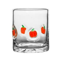 Festive Christmas Pattern 14-Ounce Glasses - Reusable Double Old Fashioned Cups for Holiday Parties and Home Bar,Orange