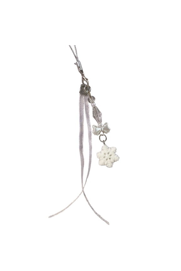 Holiday Season Phone Charm Keychain With Flocking Snowflake Designs Soft Materials Christmas Gift For Women Men Kids