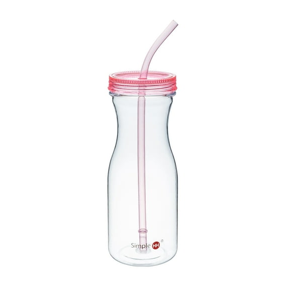 Holiday Season|Tritan Water Bottle With Straw by Simple HH: BPA Free Cold Drink | Water Container | Dishwasher-Safe Tumbler | Extra Wide Mouth w/ Easy Twist Lid | 33oz | Pink