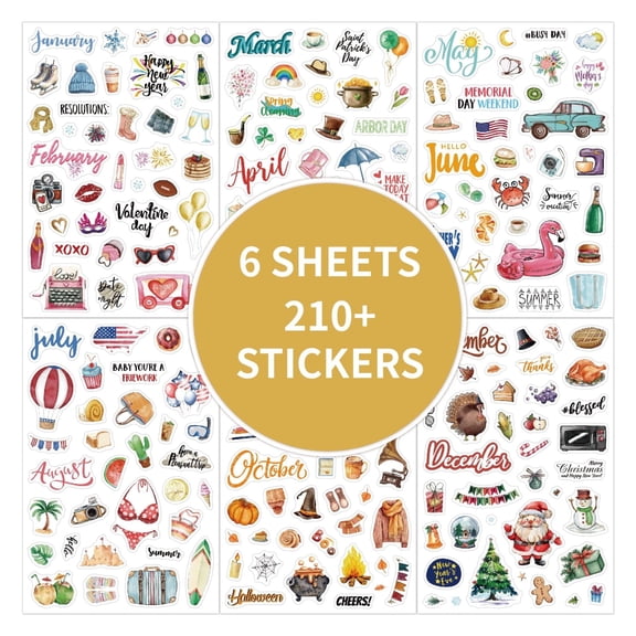 Holiday Seasonal Planner Sticker Sheets - Vintage Seasonal Sticker Pack - Over 210 Stickers Per Pack