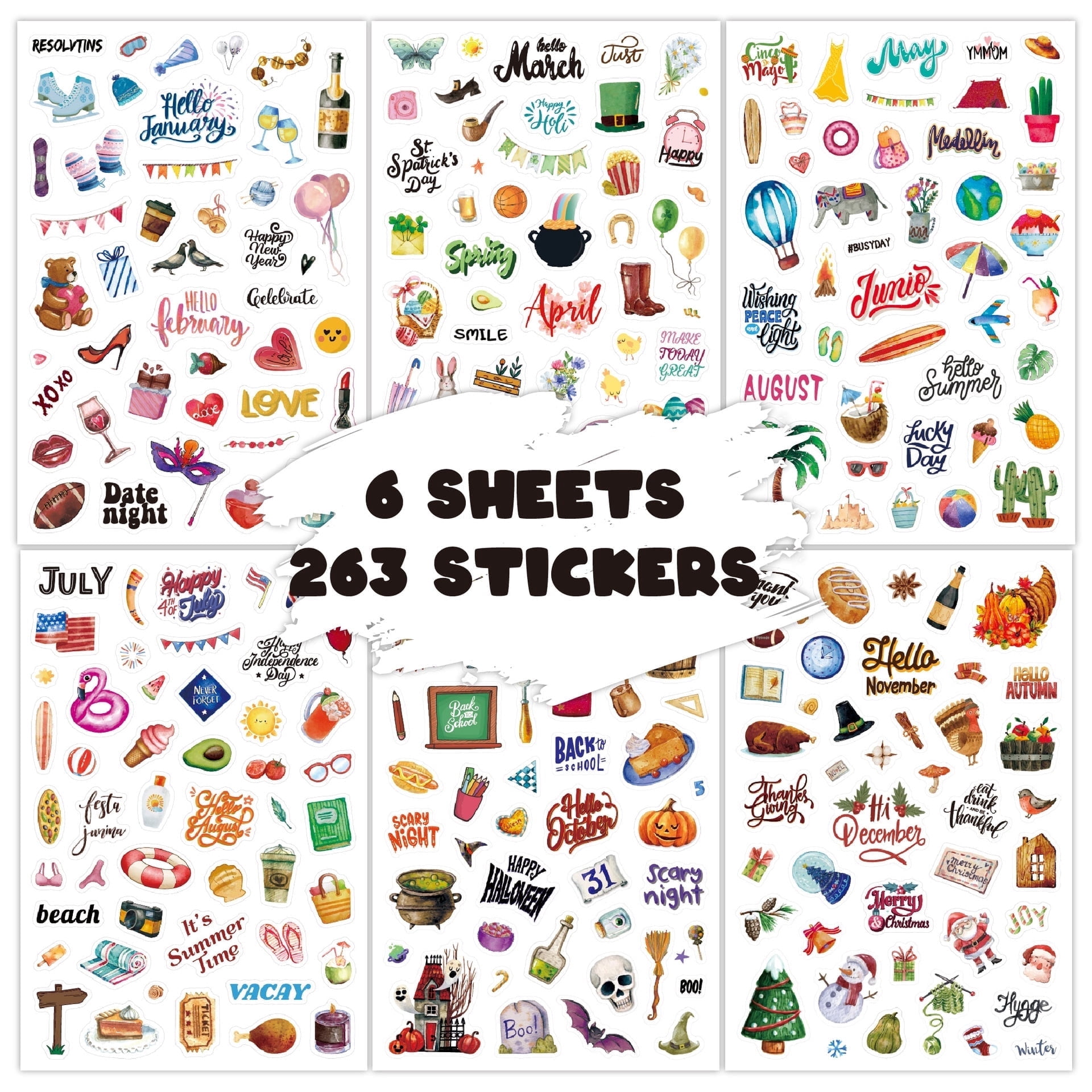 Holiday Seasonal Planner Sticker Sheets - Vintage Seasonal Sticker Pack ...