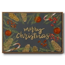 Holiday Sentiment I - Framed Gallery Wrapped Holiday Canvas - 17 x 25 - Rosewood Frame