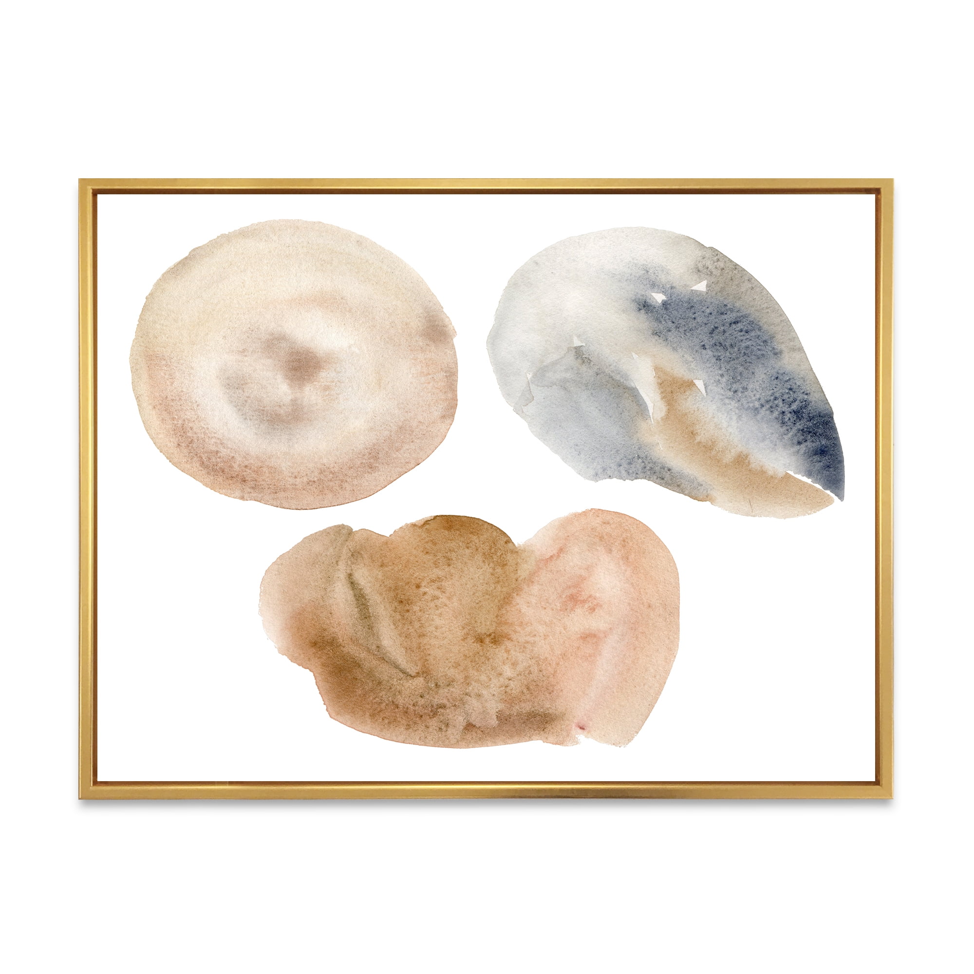 Holiday Set With Abstract Beige and Blue Circle Spot 40 in x 30 in Framed Painting Canvas Art Print, by Designart