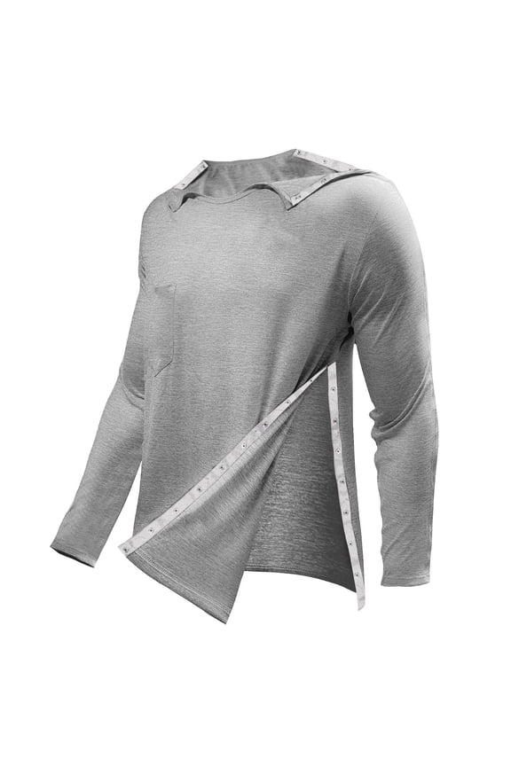 Holiday Shirt for Men Poserative Recovery Long Sleeve Shoulder Chest Mens Graphic T-Shirts,Grey,M