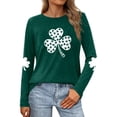 thumbnail image 1 of Holiday Shirt for Women St. Patrick'S Day Heart Shaped Four Leaf Long Sleeve Womens New Clothing,Green-1,2XL, 1 of 4
