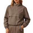 thumbnail image 1 of Holiday Shirt for Women Windproof Running Sport Coat Stand Up Collar Petite Tops for Women,Coffee,L, 1 of 4