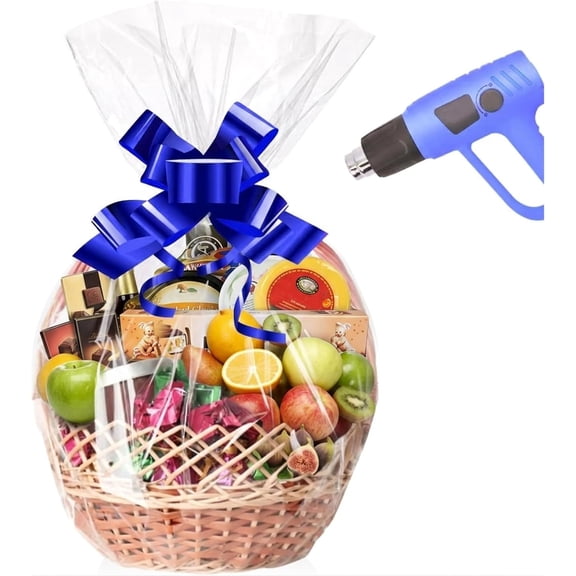 Holiday Shrink Wrap Bags for Gift Baskets, 10Pcs 24x30 Inches Cellophane Heat Plastic Baskets Christmas, Valentines DayHoliday, Easter, Birthday, Easter Presents