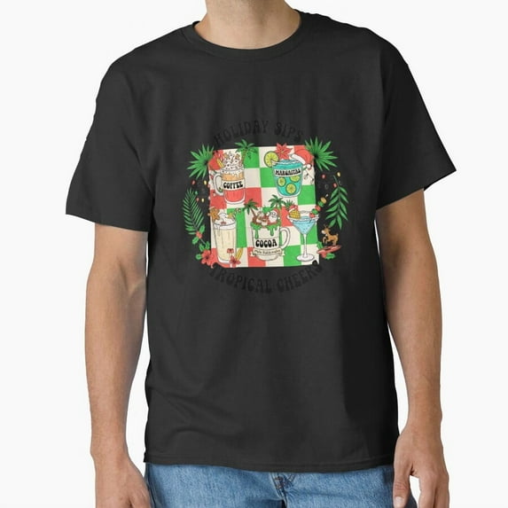Holiday Sips Tropical Cheers Vintage Checkerboard Christmas Art Unisex ...