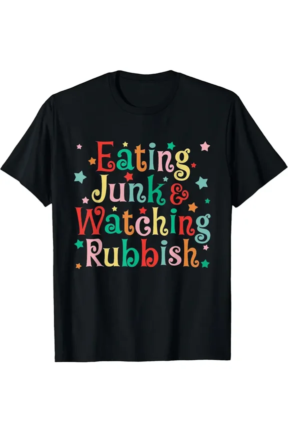 Holiday Snack Humor Junk Food Watching Winter Fun Retro Style T-Shirt up to size 5XL