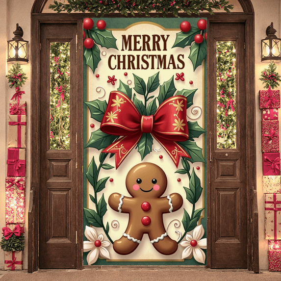 Holiday Snowflakes Let it Snow Decorative Winter Christmas Banner for Indoor Holiday Decoration Seasonal Party