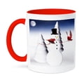 thumbnail image 1 of 3dRose, Holiday Snowman With Cardinals, 15oz Two-Tone Red Mug, 1 of 7