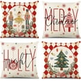 thumbnail image 1 of Holiday Sofa Pillow Covers Set of 4 - Red and Green Christmas Decor for Home Couch Cushions, 1 of 6
