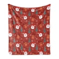 thumbnail image 1 of Holiday Soft Flannel Fleece Throw Blanket, Smiling Cartoon Santa with Rudolph Tree and Snowflake Christmas Holiday, Cozy Plush for Indoor and Outdoor Use, 70" x 90", Multicolor Red, by Ambesonne, 1 of 5