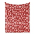 thumbnail image 1 of Holiday Soft Flannel Fleece Throw Blanket, Various Different Snowflakes with Rich Details Christmas Season in Wintertime, Cozy Plush for Indoor and Outdoor Use, 60" x 80", White Red, by Ambesonne, 1 of 5