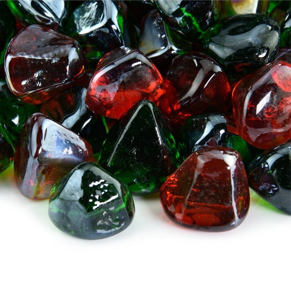 Holiday Sparkle Blended Fire Pit Glass Diamonds | 1", 10 lbs