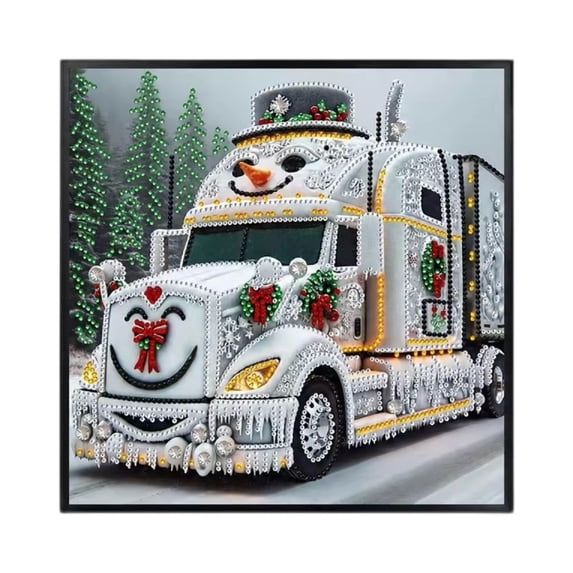 Holiday Sparkle Christmas Diamond Art Kit, Santa Face, Snowman, Christmas Truck, Snow Globe Special Drill DIY Wall‑Decor Kit