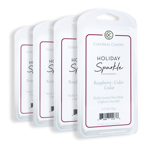 Holiday Sparkle Scented Wax Melt, Colonial Candle, 2.75oz, Water, 40h Burn, Pack of 4