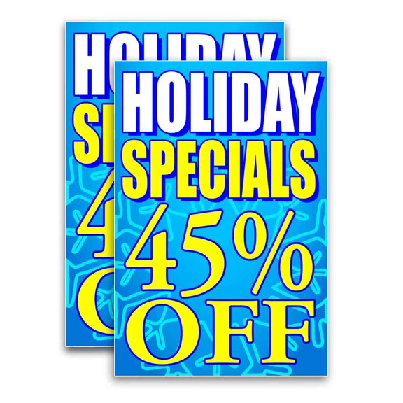 Holiday Specials 45 Percent Off (24" X 36") Vinyl Decal Only (Pack of 2) |Sign|Sticker|Poster