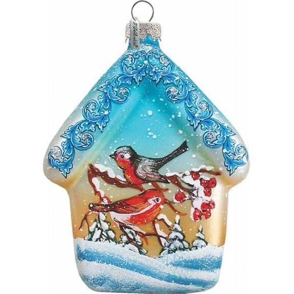 Holiday Splendor Glass Red Robin House 3.5 in. - Glass Ornament