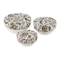 thumbnail image 1 of Multi-Color Holiday Sprigs Print Cotton Dish Cover (Set of 3) 10.25 8.25 and 7.5, 1 of 5
