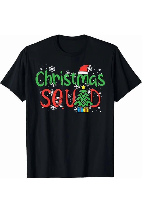 Holiday Squad Family Crew Matching Festive Men Women Kids Winter Unisex T-Shirt, up to size 5XL