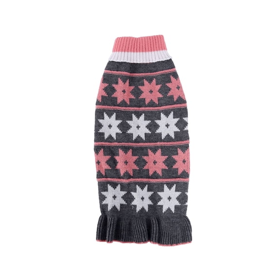Holiday Star Dress Pet Dog Sweater Teddy Panda Style for Small Dogs Polyester Material with Measurement Guide