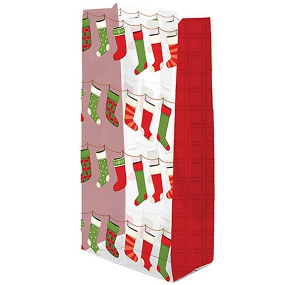 Holiday Stockings Clear Cello Bags - 9in. x 4in. x 2in. - 20 Bags (C2BHSS)