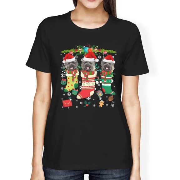 Holiday Stockings with Cute Cairn Terrier Dogs Festive Pet Art Unisex T-Shirt up to size 5XL