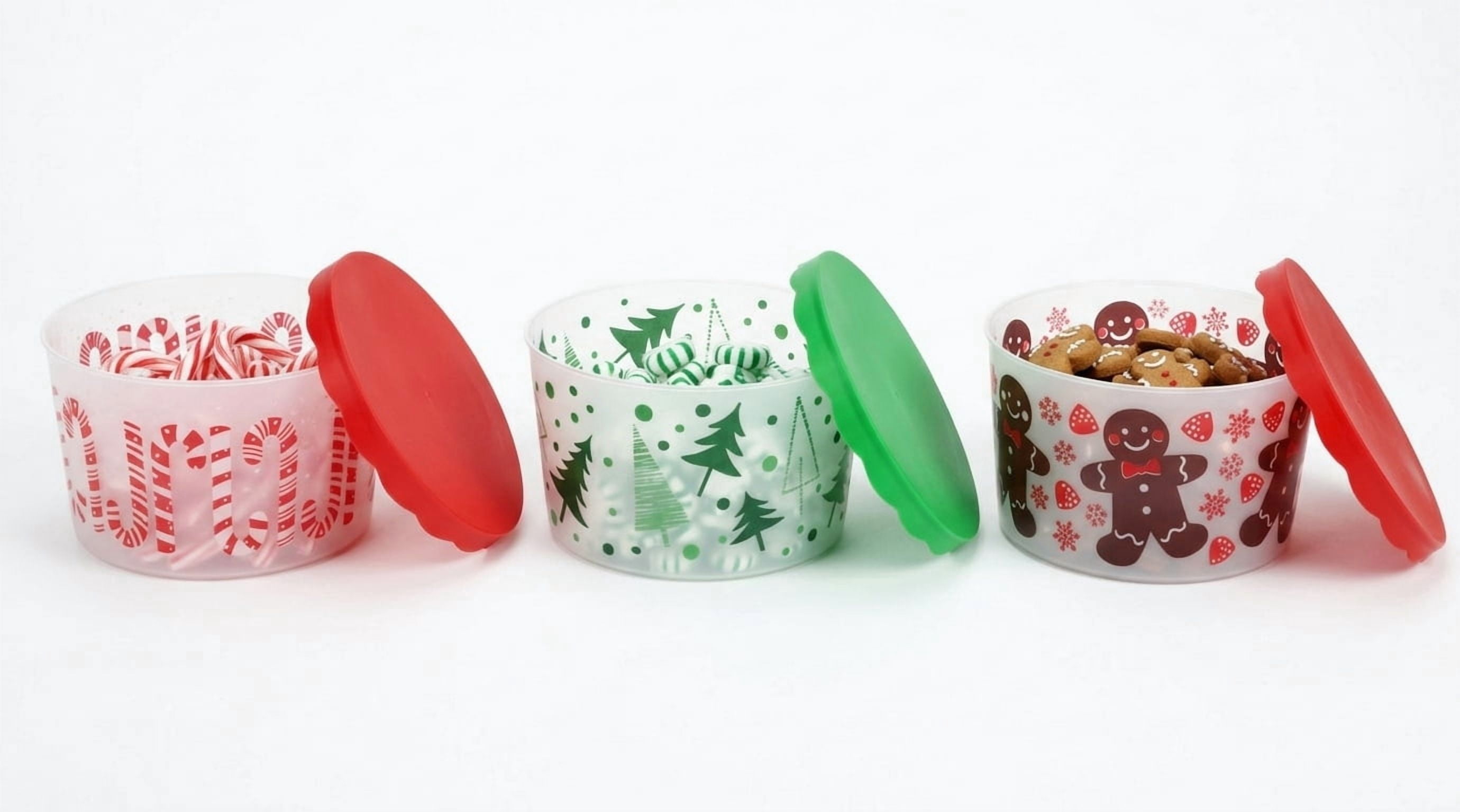 Holiday Storage Containers, featuring ca 3pcs designs of a Candy Cane ...
