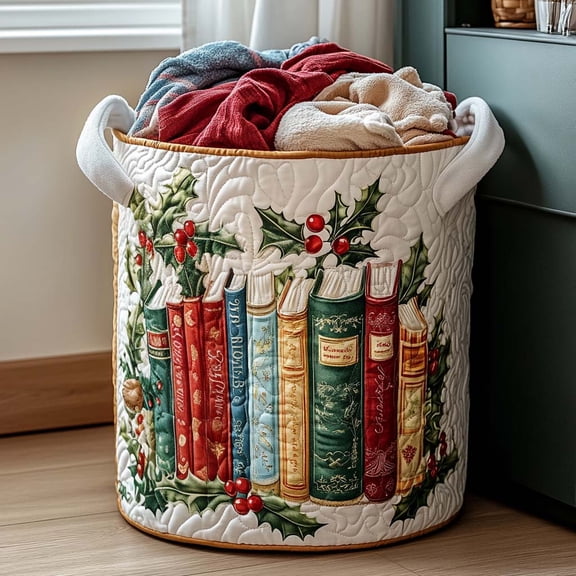 Holiday Stories Quilted Laundry Basket