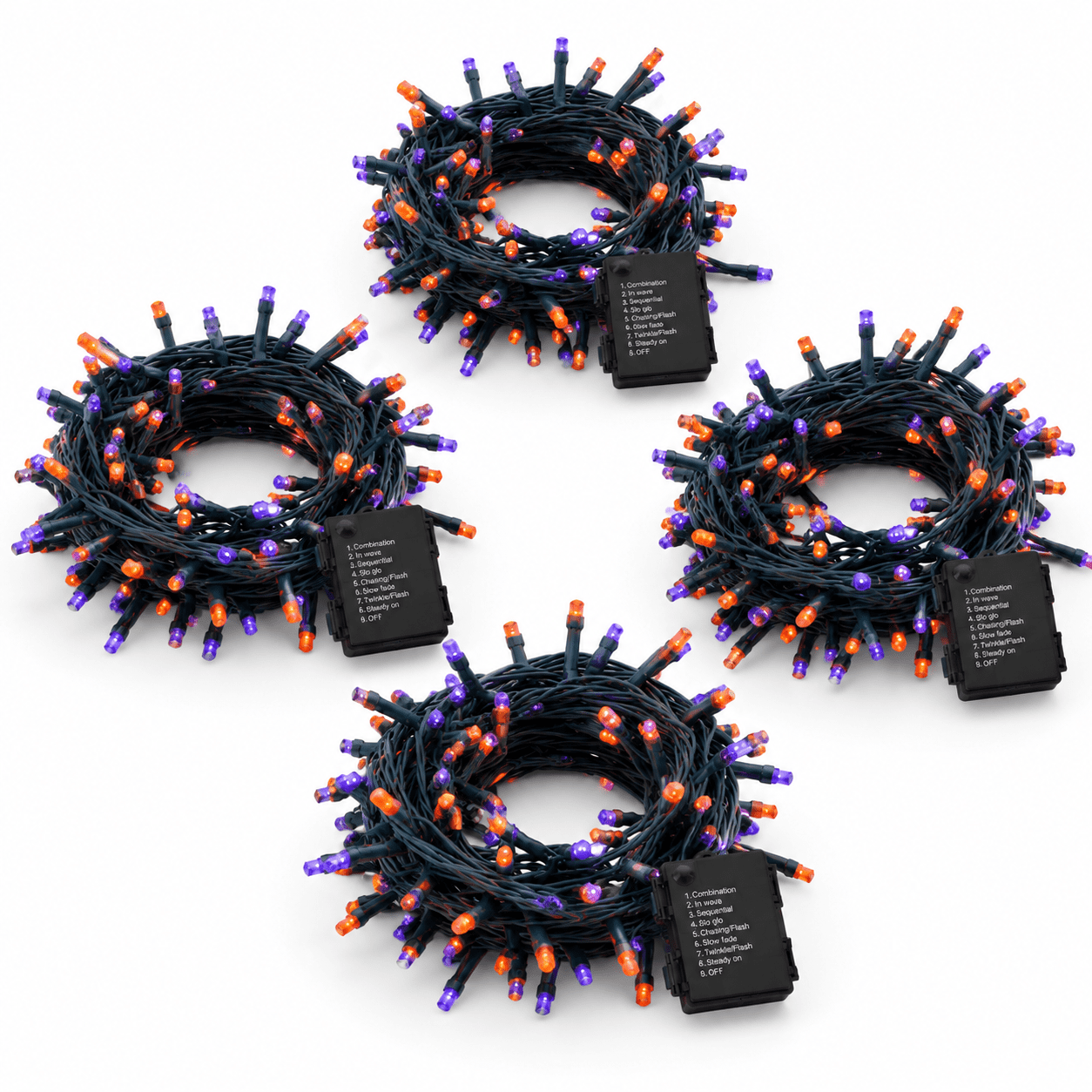 String Crafting Wire Holiday String Lights 4 Pack 16ft 50 LED Orange and Purple 8 Modes ...