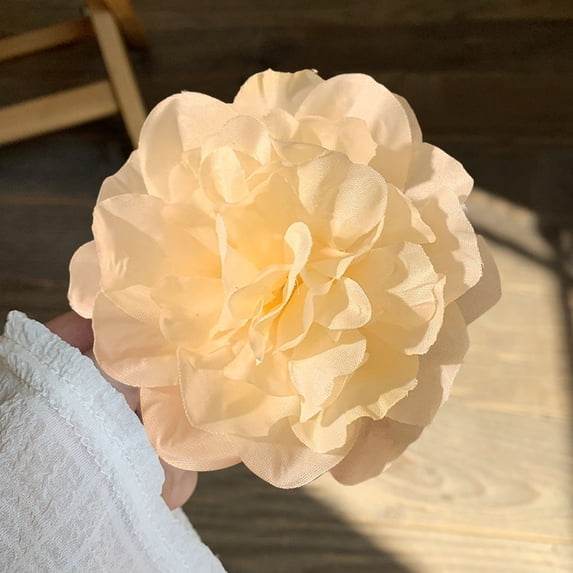 Holiday Style Gradient Peony Rose Hairpin Artificial Flower Decorative Hair Clip Anti-slip Three-dimensional Flower Hairpin Hair Accessories-White